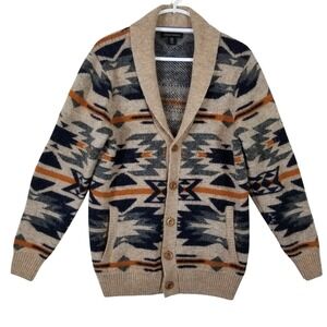 Ethan Pierce Mens Shawl Collar Cardigan Sweater Medium Southwestern Wool Blend